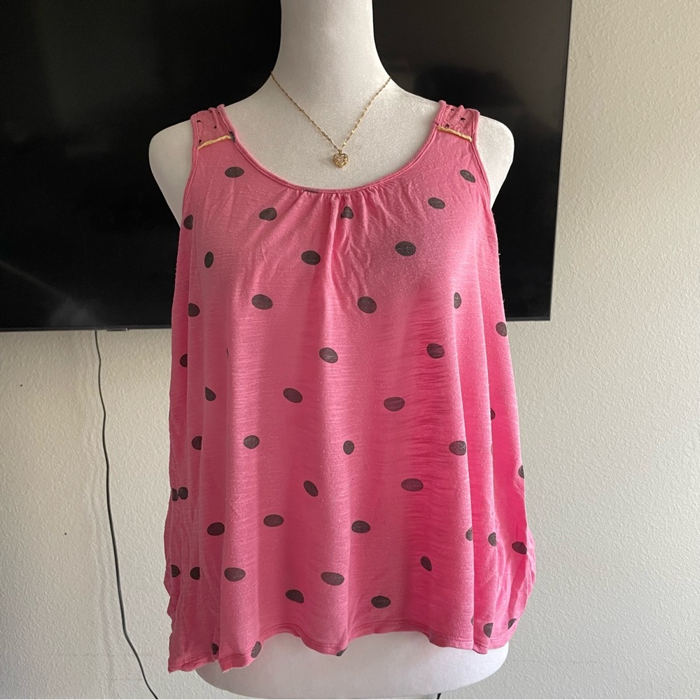 Rewind Pink Lace Top with Black Dots